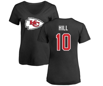 NFL Women's Nike Kansas City Chiefs #10 Tyreek Hill Black Name & Number Logo Slim Fit T-Shirt