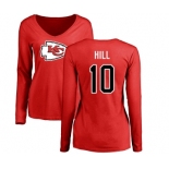 NFL Women's Nike Kansas City Chiefs #10 Tyreek Hill Red Name & Number Logo Slim Fit Long Sleeve T-Shirt