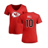 NFL Women's Nike Kansas City Chiefs #10 Tyreek Hill Red Name & Number Logo Slim Fit T-Shirt