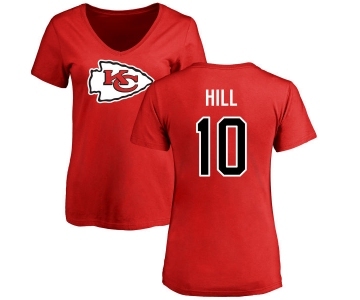 NFL Women's Nike Kansas City Chiefs #10 Tyreek Hill Red Name & Number Logo Slim Fit T-Shirt