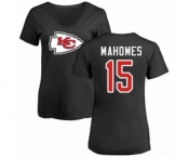 NFL Women's Nike Kansas City Chiefs #15 Patrick Mahomes Black Name & Number Logo Slim Fit T-Shirt