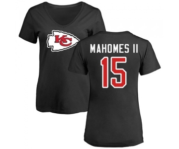 NFL Women's Nike Kansas City Chiefs #15 Patrick Mahomes II Black Name & Number Logo Slim Fit T-Shirt