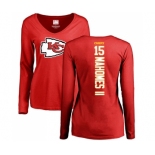 NFL Women's Nike Kansas City Chiefs #15 Patrick Mahomes II Red Backer Slim Fit Long Sleeve T-Shirt