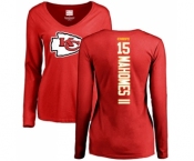 NFL Women's Nike Kansas City Chiefs #15 Patrick Mahomes II Red Backer Slim Fit Long Sleeve T-Shirt