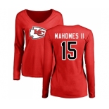 NFL Women's Nike Kansas City Chiefs #15 Patrick Mahomes II Red Name & Number Logo Slim Fit Long Sleeve T-Shirt