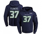 Football Men's Seattle Seahawks #37 Tre Flowers Navy Blue Name & Number Pullover Hoodie