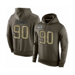 Football Men's Seattle Seahawks #90 Jadeveon Clowney Green Salute To Service Pullover Hoodie