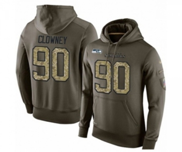 Football Men's Seattle Seahawks #90 Jadeveon Clowney Green Salute To Service Pullover Hoodie