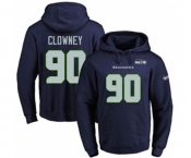 Football Men's Seattle Seahawks #90 Jadeveon Clowney Navy Blue Name & Number Pullover Hoodie