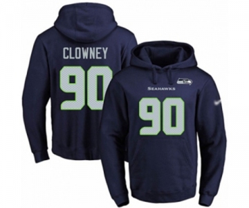 Football Men's Seattle Seahawks #90 Jadeveon Clowney Navy Blue Name & Number Pullover Hoodie