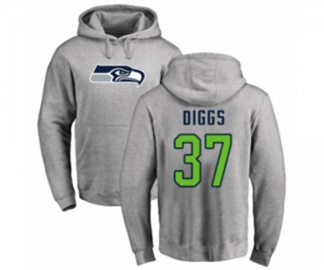 Football Seattle Seahawks #37 Quandre Diggs Ash Name & Number Logo Pullover Hoodie