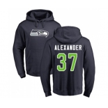 Football Seattle Seahawks #37 Shaun Alexander Navy Blue Name & Number Logo Pullover Hoodie