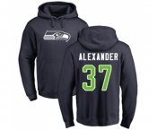 Football Seattle Seahawks #37 Shaun Alexander Navy Blue Name & Number Logo Pullover Hoodie