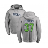 Football Seattle Seahawks #37 Tre Flowers Ash Name & Number Logo Pullover Hoodie