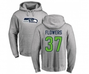 Football Seattle Seahawks #37 Tre Flowers Ash Name & Number Logo Pullover Hoodie