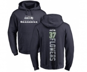 Football Seattle Seahawks #37 Tre Flowers Navy Blue Backer Pullover Hoodie