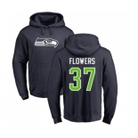 Football Seattle Seahawks #37 Tre Flowers Navy Blue Name & Number Logo Pullover Hoodie