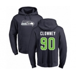 Football Seattle Seahawks #90 Jadeveon Clowney Navy Blue Name & Number Logo Pullover Hoodie