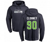 Football Seattle Seahawks #90 Jadeveon Clowney Navy Blue Name & Number Logo Pullover Hoodie