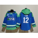 Men's Seattle Seahawks #12 Fan Royal Ageless Must-Have Lace-Up Pullover Hoodie