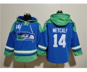 Men's Seattle Seahawks #14 DK Metcalf Ageless Must-Have Lace-Up Pullover Hoodie