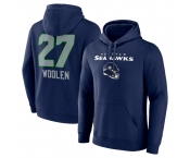 Men's Seattle Seahawks #27 Riq Woolen Navy Team Wordmark Player Name & Number Pullover Hoodie