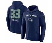 Men's Seattle Seahawks #33 Jamal Adams Navy Team Wordmark Player Name & Number Pullover Hoodie