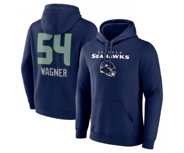 Men's Seattle Seahawks #54 Bobby Wagner Navy Team Wordmark Player Name & Number Pullover Hoodie