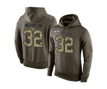 NFL Men''s Nike Seattle Seahawks #32 Christine Michael SR Stitched Green Olive Salute To Service KO Performance Hoodie