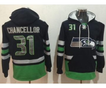 Nike Seahawks #31 Kam Chancellor Navy Blue Green Name & Number Pullover NFL Hoodie