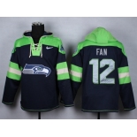 Nike Seattle Seahawks #12 Fan Platinum blue- green jerseys[pullover hooded sweatshirt]