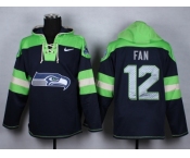 Nike Seattle Seahawks #12 Fan Platinum blue- green jerseys[pullover hooded sweatshirt]