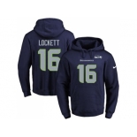 Nike Seattle Seahawks #16 Tyler Lockett Navy Blue Name & Number Pullover NFL Hoodie