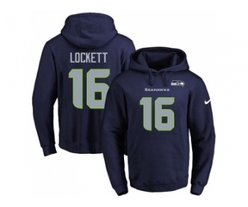 Nike Seattle Seahawks #16 Tyler Lockett Navy Blue Name & Number Pullover NFL Hoodie