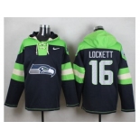 Nike Seattle Seahawks #16 Tyler Lockett Steel Blue Player Pullover Hoodie