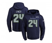 Nike Seattle Seahawks #24 Marshawn Lynch Navy Blue Name & Number Pullover NFL Hoodie