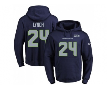 Nike Seattle Seahawks #24 Marshawn Lynch Navy Blue Name & Number Pullover NFL Hoodie