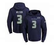 Nike Seattle Seahawks #3 Russell Wilson Navy Blue Name & Number Pullover NFL Hoodie