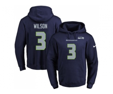 Nike Seattle Seahawks #3 Russell Wilson Navy Blue Name & Number Pullover NFL Hoodie