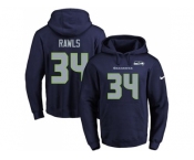 Nike Seattle Seahawks #34 Thomas Rawls Navy Blue Name & Number Pullover NFL Hoodie