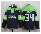 Nike Seattle Seahawks #34 Thomas Rawls Steel Blue Player Pullover Hoodie