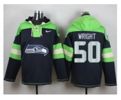 Nike Seattle Seahawks #50 K.J. Wright Steel Blue Player Pullover Hoodie