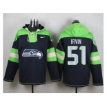 Nike Seattle Seahawks #51 Bruce Irvin Steel Blue Player Pullover Hoodie