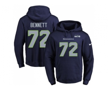 Nike Seattle Seahawks #72 Michael Bennett Navy Blue Name & Number Pullover NFL Hoodie