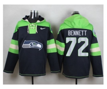 Nike Seattle Seahawks #72 Michael Bennett Steel Blue Player Pullover Hoodie