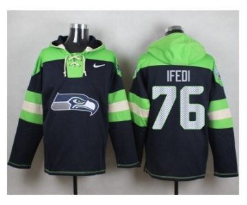 Nike Seattle Seahawks #76 Germain Ifedi Navy Blue Player Pullover NFL Hoodie