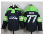 Nike Seattle Seahawks #77 Ahtyba Rubin Navy Blue Player Pullover NFL Hoodie