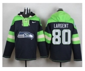 Nike Seattle Seahawks #80 Steve Largent Steel Blue Player Pullover Hoodie