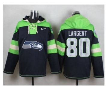 Nike Seattle Seahawks #80 Steve Largent Steel Blue Player Pullover Hoodie