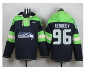 Nike Seattle Seahawks #96 Cortez Kennedy Steel Blue Player Pullover Hoodie